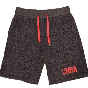 NBA Shorts Mens Small‎ Black Heather Grey Red Logo Basketball Athletic